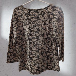 Westbound Black and White Floral Knit Top